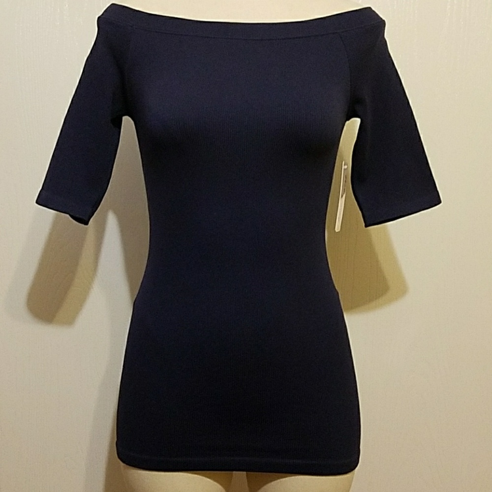 Nwt navy off shoulder top
